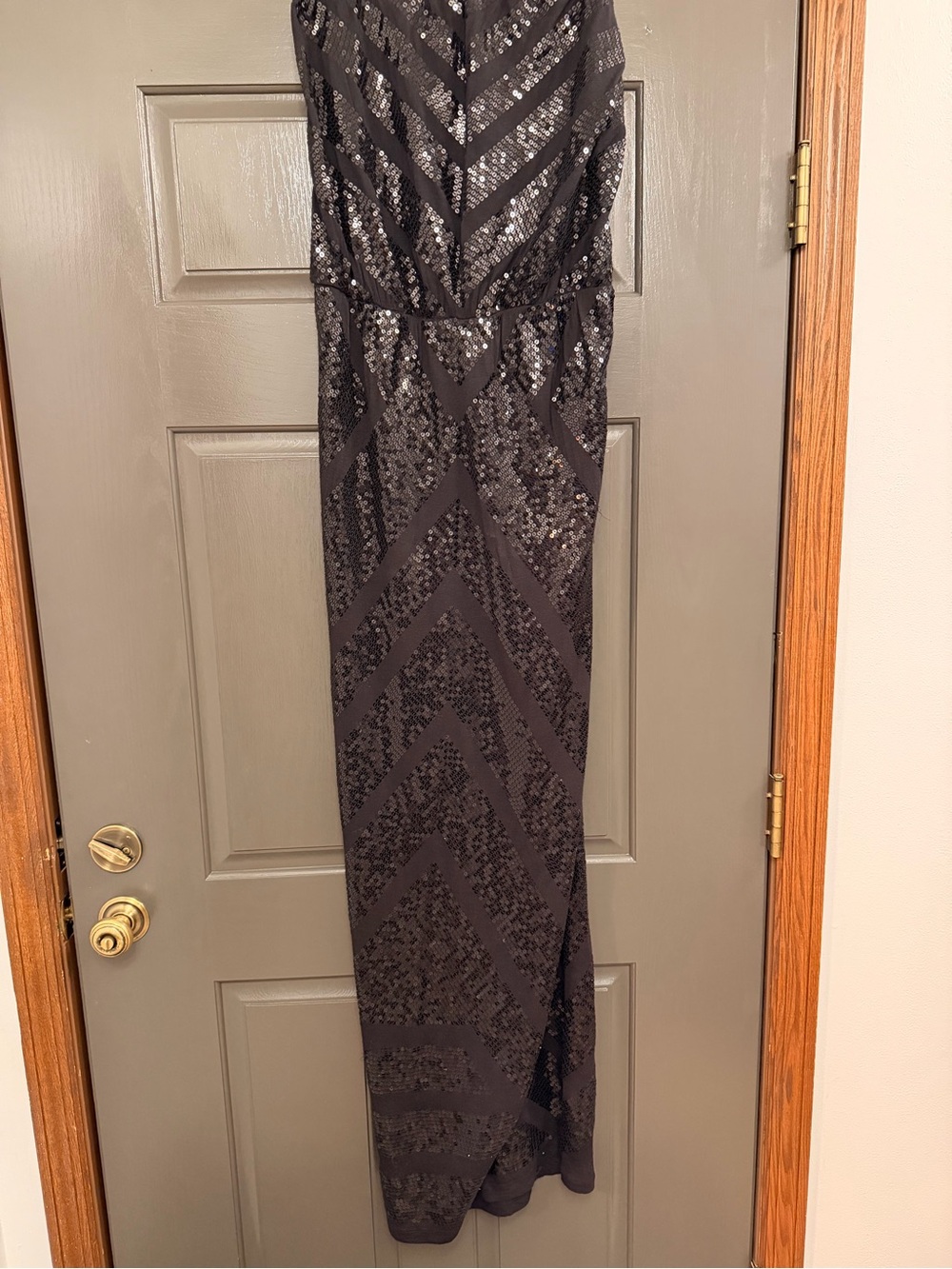 Calypso St. Barth Black Sequin Chevron Maxi Dress